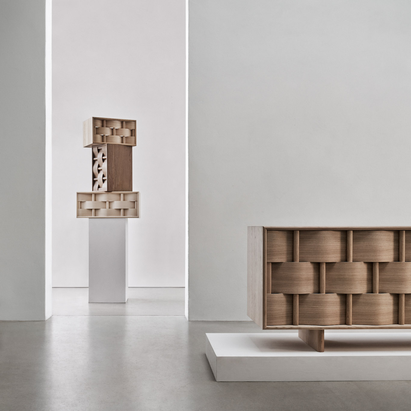 Oak Woven Sideboard Natural Texture Modern Storage Cabinet