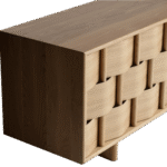 Oak Woven Sideboard Natural Texture Modern Storage Cabinet