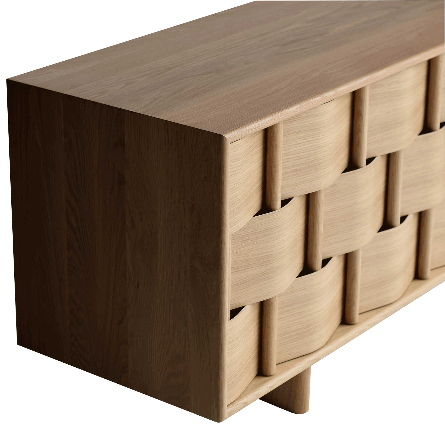 Oak Woven Sideboard Natural Texture Modern Storage Cabinet