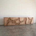 Organic Oak Sideboard Curved Cutout Design Modern Storage Cabinet