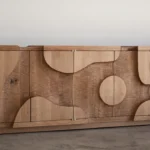 Organic Oak Sideboard Curved Cutout Design Modern Storage Cabinet