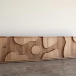 Organic Oak Sideboard Curved Cutout Design Modern Storage Cabinet