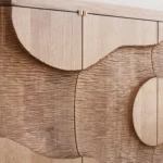 Organic Oak Sideboard Curved Cutout Design Modern Storage Cabinet