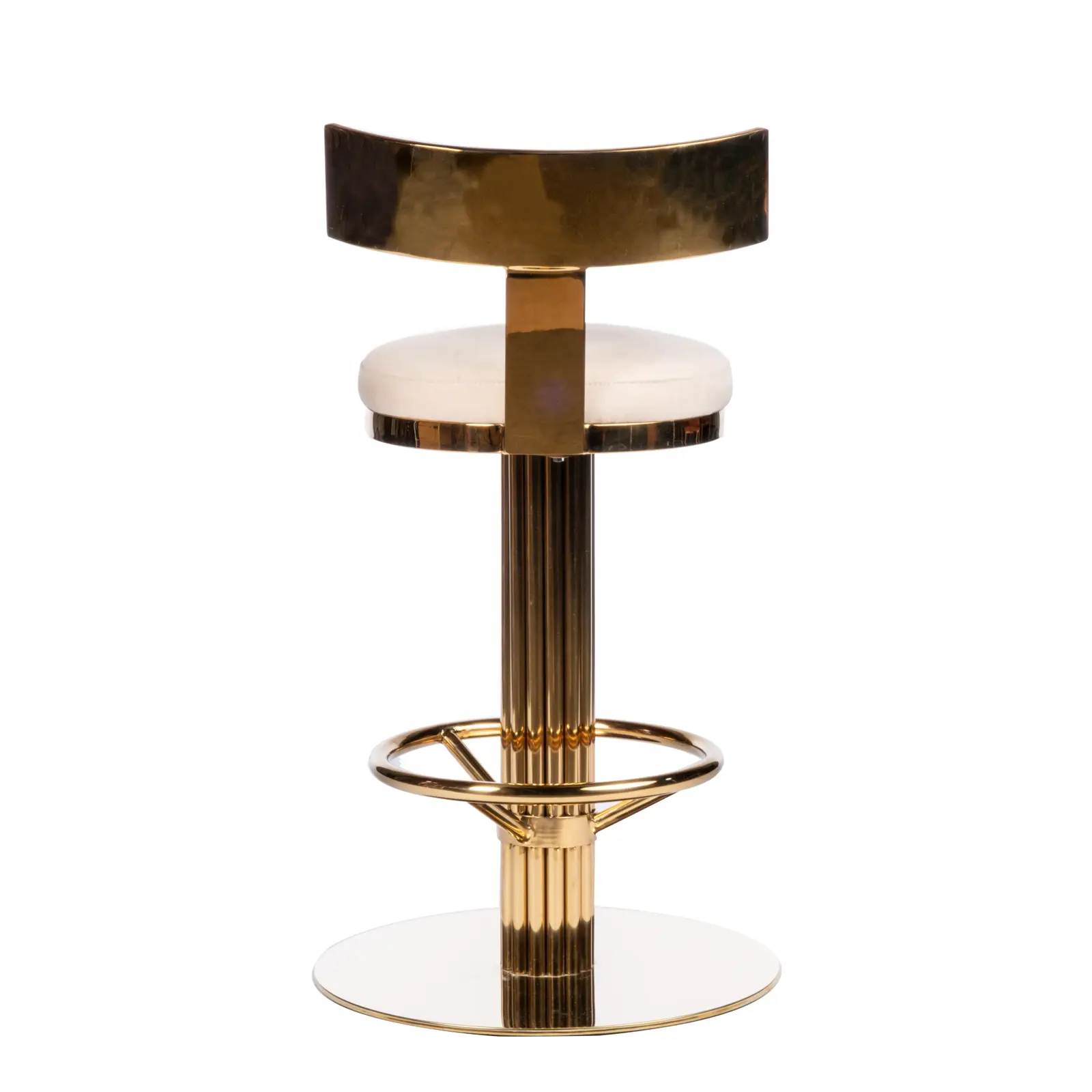 Cream Beige Upholstered Gold Adjustable Swivel Bar Stool