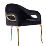 Black Velvet Armchair Gold Metal Frame Luxury Accent Seating