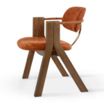 Orange Velvet Chair Oak Frame Brass Accent Modern Armchair Stylish Seating