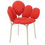 Beige Petal Shaped Upholstered Accent Chair