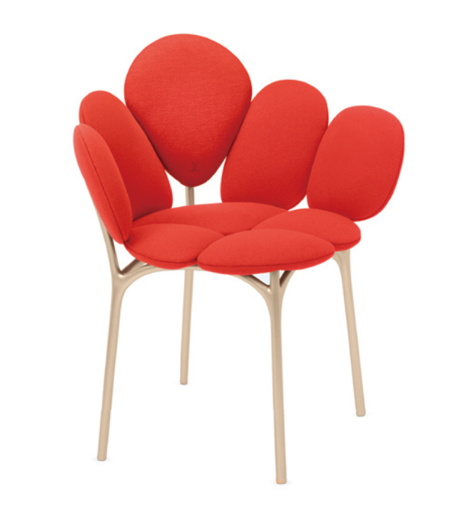 Beige Petal Shaped Upholstered Accent Chair