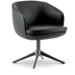 Modern Black Leather Upholstered Swivel Accent Chair