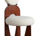 Cream Sherpa Cushion Chair Dark Wood Frame Modern Accent Seating