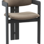 Taupe Upholstered Black Wooden Frame Modern Accent Armchair