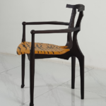 Dark Ebonized Wood Frame Tiger Print Upholstered Armchair
