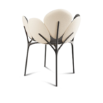 Beige Petal Shaped Upholstered Accent Chair