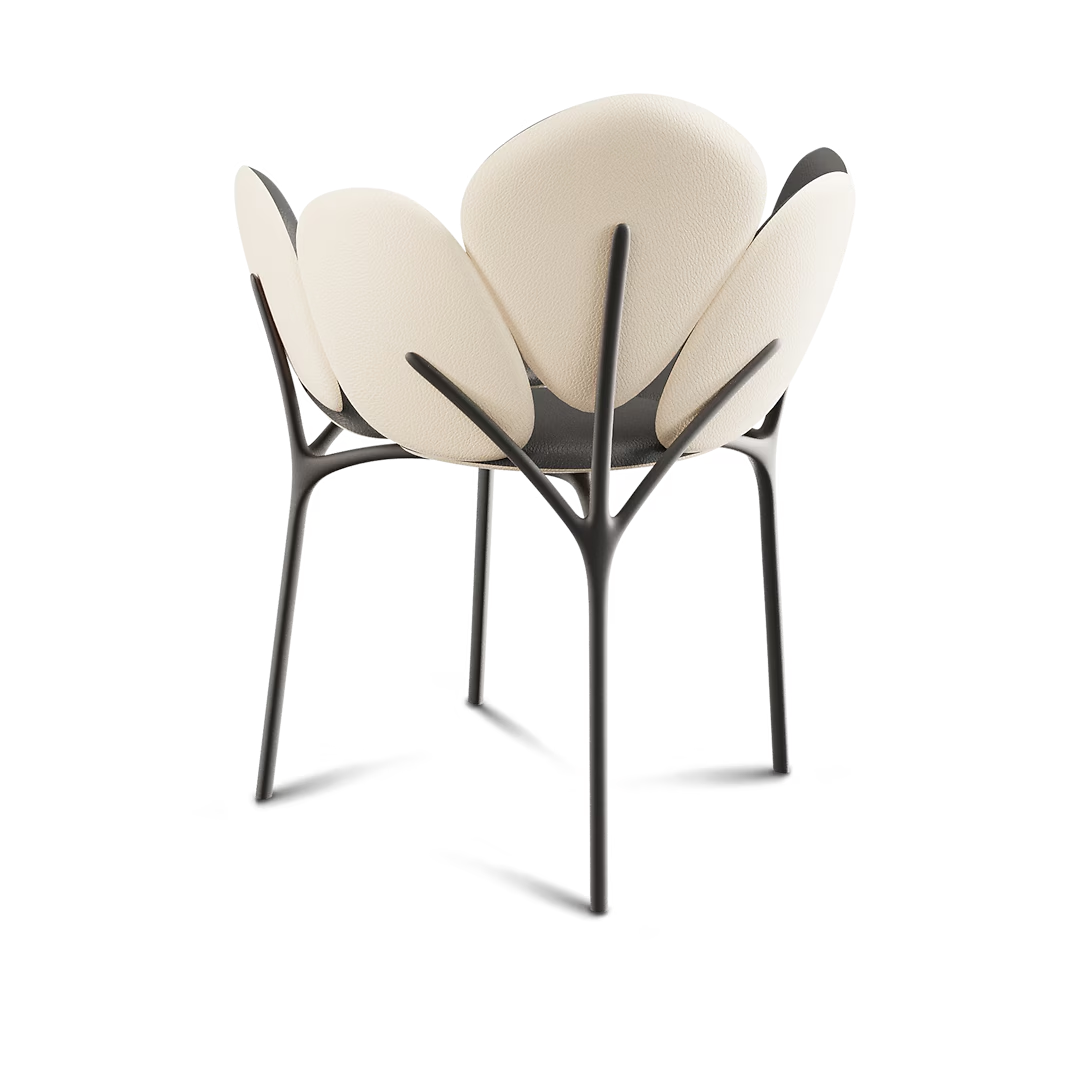 Beige Petal Shaped Upholstered Accent Chair