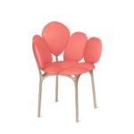 Beige Petal Shaped Upholstered Accent Chair