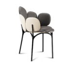 Beige Petal Shaped Upholstered Accent Chair