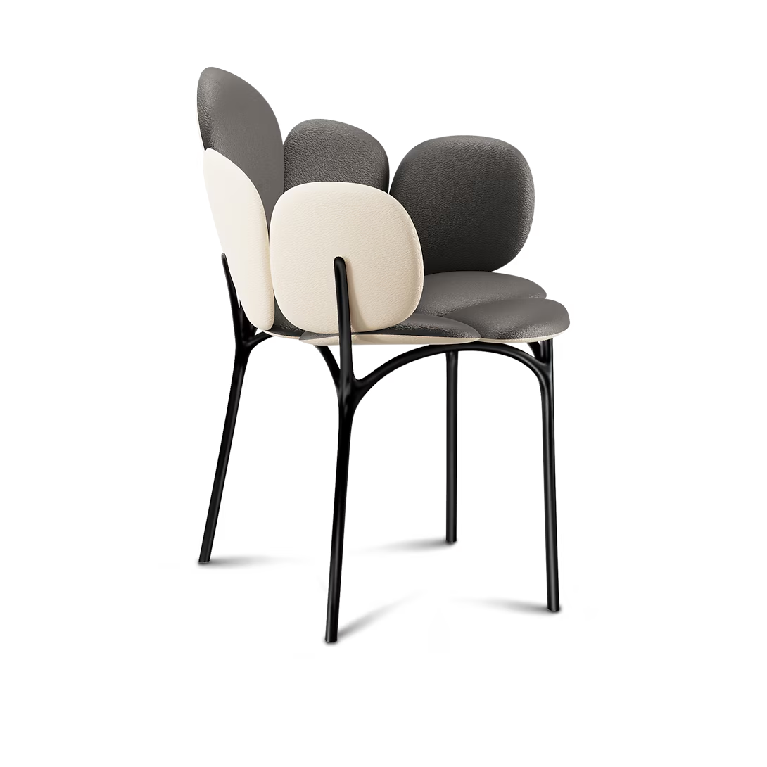 Beige Petal Shaped Upholstered Accent Chair