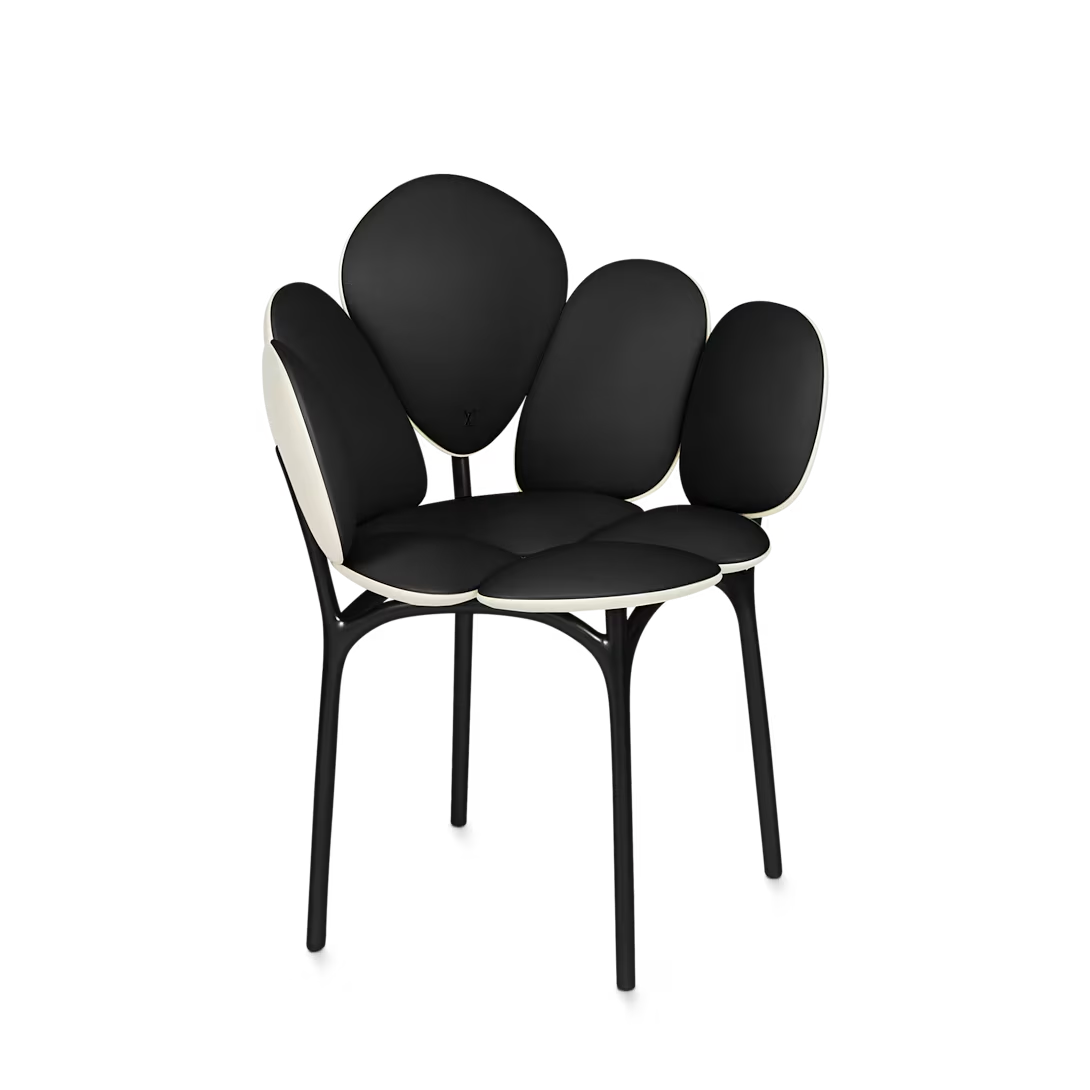 Beige Petal Shaped Upholstered Accent Chair