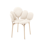 Beige Petal Shaped Upholstered Accent Chair