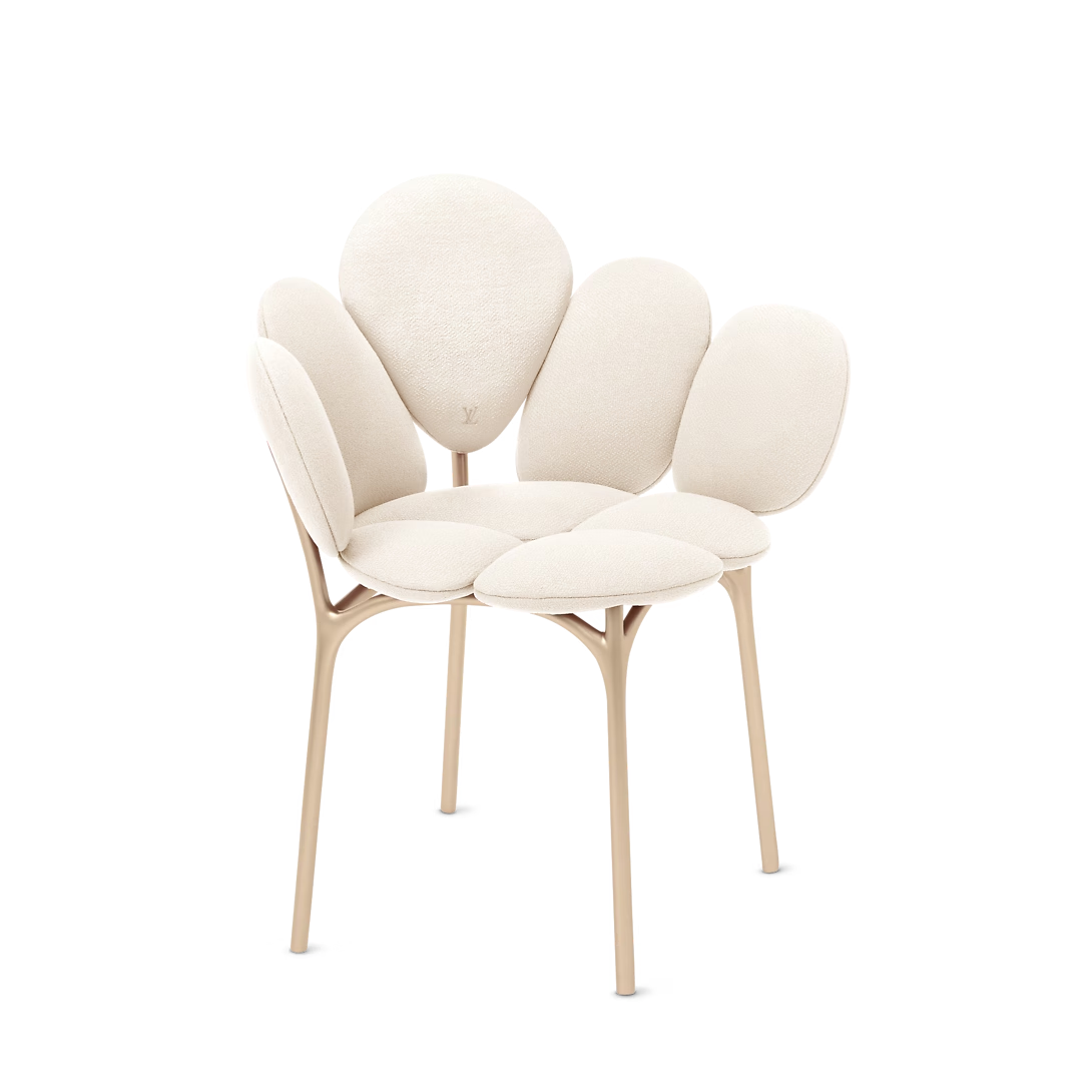 Beige Petal Shaped Upholstered Accent Chair