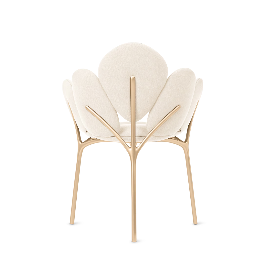 Beige Petal Shaped Upholstered Accent Chair