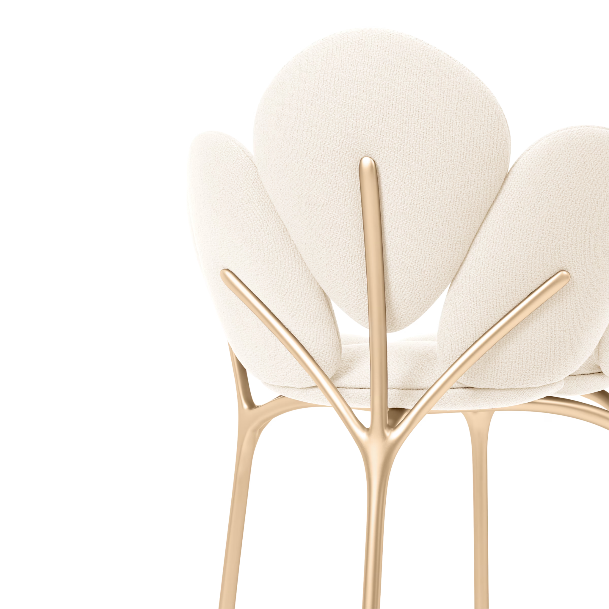 Beige Petal Shaped Upholstered Accent Chair