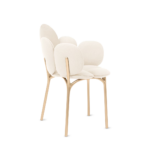 Beige Petal Shaped Upholstered Accent Chair