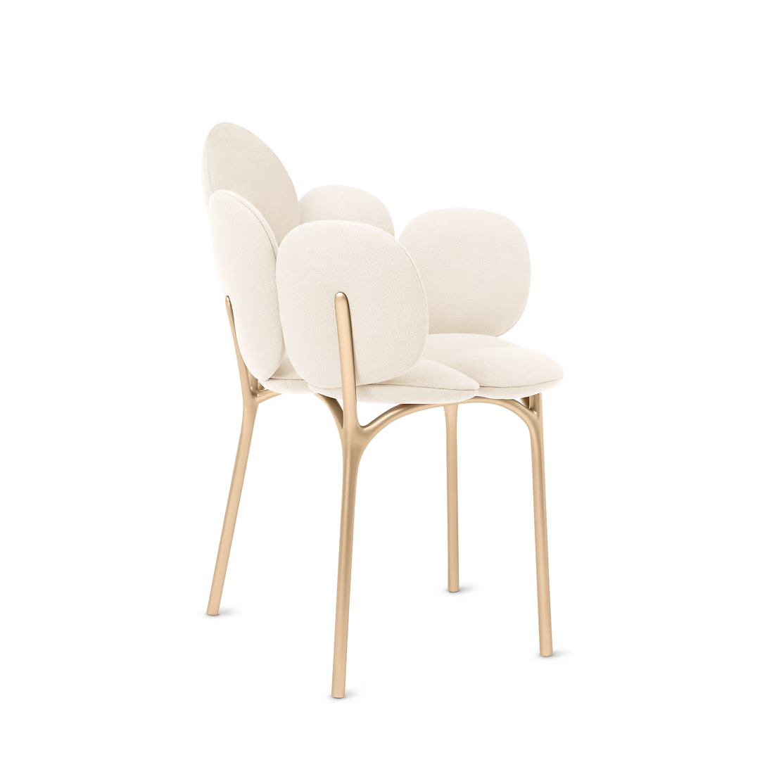 Beige Petal Shaped Upholstered Accent Chair