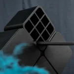 Modular Black Cube Storage Unit Foldable Geometric Design Metal Frame Multi-Functional Accent Shelf