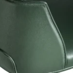 Dark Green Leather Upholstered Walnut Wood Bar Stool with Footrest