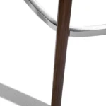 Dark Green Leather Upholstered Walnut Wood Bar Stool with Footrest