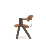 Orange Velvet Chair Oak Frame Brass Accent Modern Armchair Stylish Seating