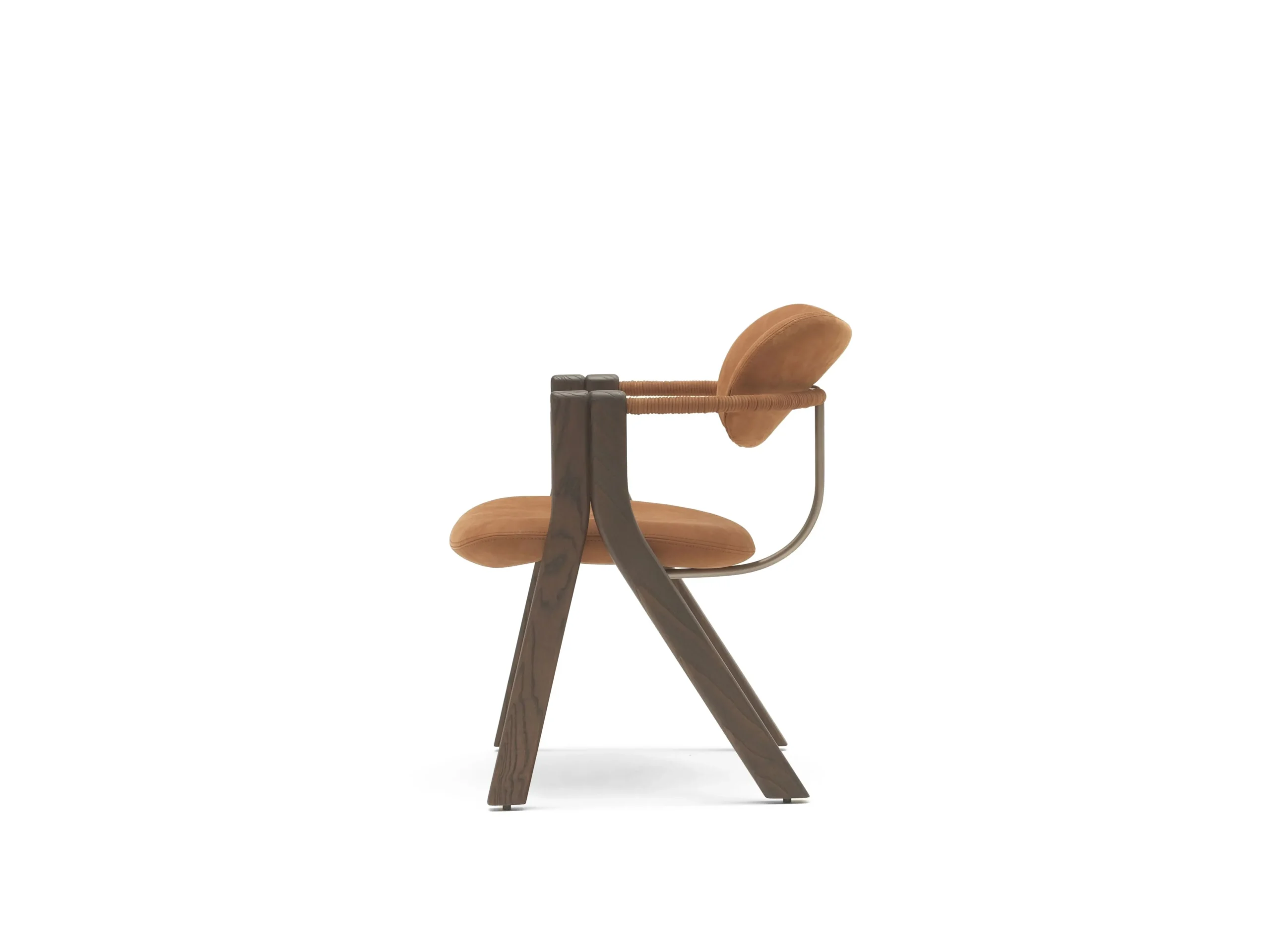 Orange Velvet Chair Oak Frame Brass Accent Modern Armchair Stylish Seating