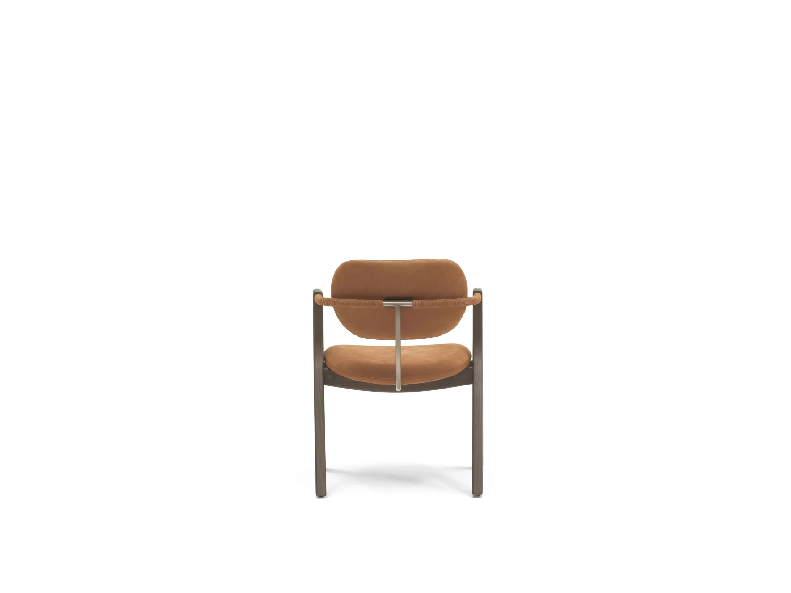Orange Velvet Chair Oak Frame Brass Accent Modern Armchair Stylish Seating
