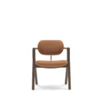 Orange Velvet Chair Oak Frame Brass Accent Modern Armchair Stylish Seating