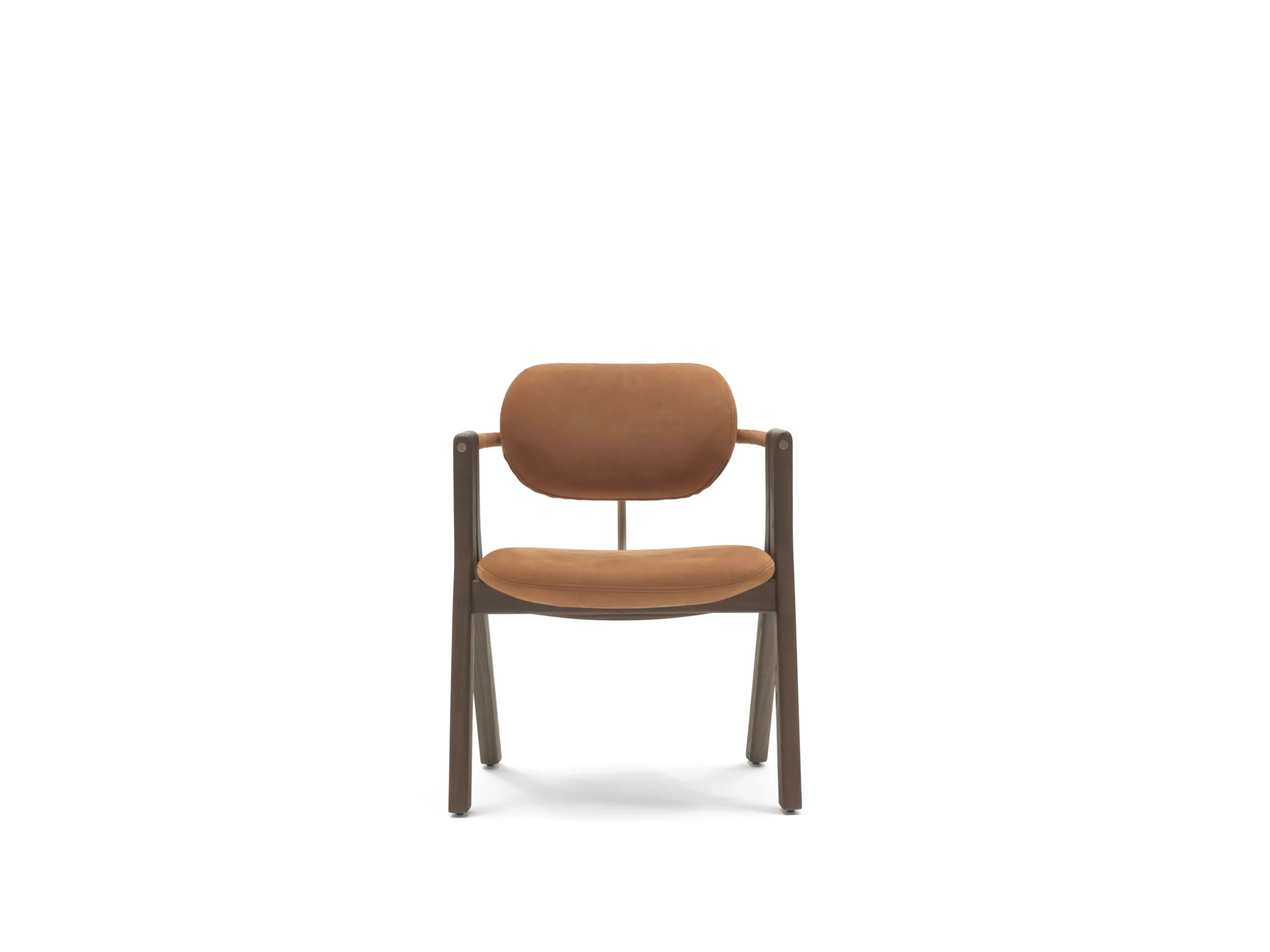 Orange Velvet Chair Oak Frame Brass Accent Modern Armchair Stylish Seating