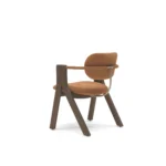 Orange Velvet Chair Oak Frame Brass Accent Modern Armchair Stylish Seating