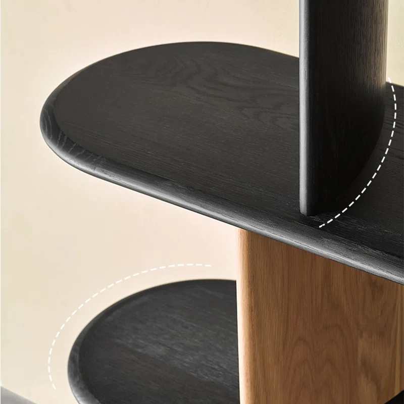 Two Tone Multi Tier Wooden Open Display Shelf with Contrast Panels