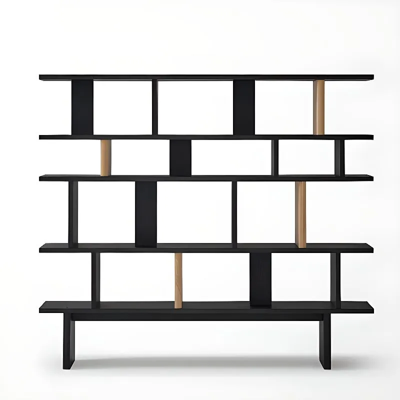 Geometric Grid Two Tone Wooden Open Display Shelf Bookcase