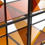 Geometric Pattern Metal Frame Open Display Bookshelf Sideboard with Acrylic Panels