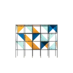 Geometric Pattern Metal Frame Open Display Bookshelf Sideboard with Acrylic Panels