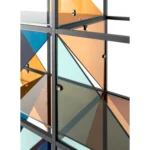 Geometric Pattern Metal Frame Open Display Bookshelf Sideboard with Acrylic Panels