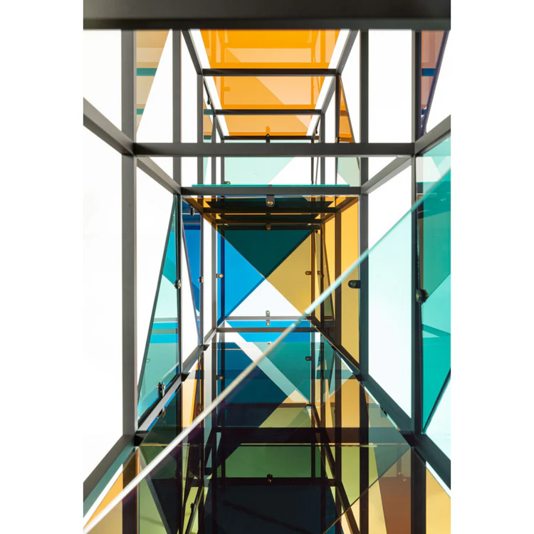 Geometric Pattern Metal Frame Open Display Bookshelf Sideboard with Acrylic Panels