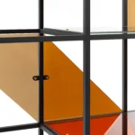 Geometric Pattern Metal Frame Open Display Bookshelf Sideboard with Acrylic Panels