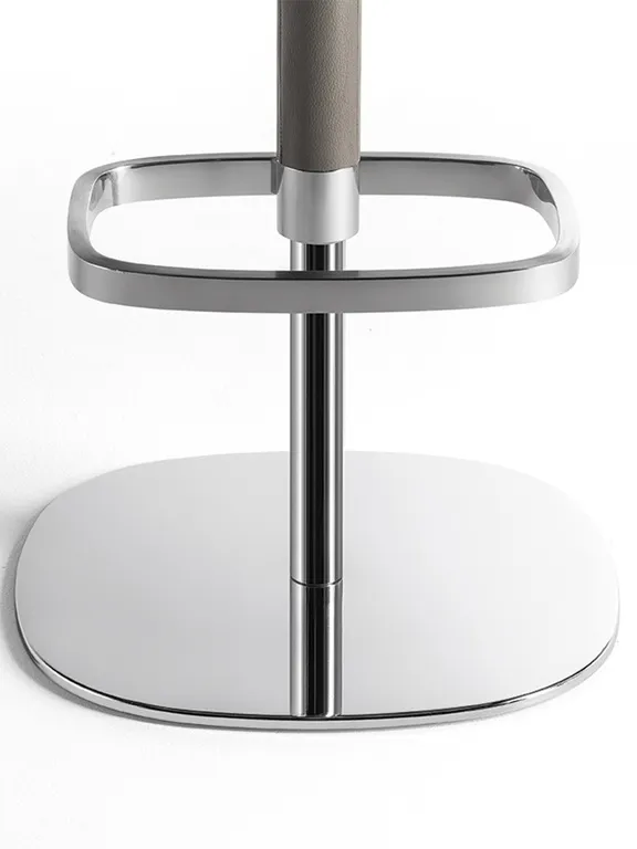Grey Leather Adjustable Swivel Bar Stool with Chrome Base