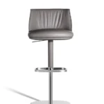 Grey Leather Adjustable Swivel Bar Stool with Chrome Base