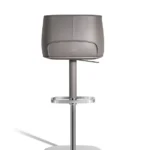Grey Leather Adjustable Swivel Bar Stool with Chrome Base