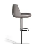 Grey Leather Adjustable Swivel Bar Stool with Chrome Base