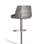 Grey Leather Adjustable Swivel Bar Stool with Chrome Base