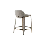 Grey Textured Fabric Bar Stool with Gold Metal Frame